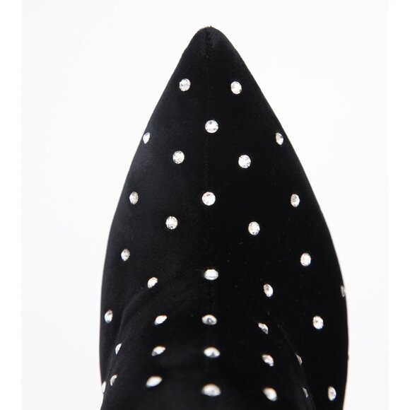 SAINT LAURENT BOOTS FREJA CRYSTAL STUDDED VELVET ANKLE BOOTIES sz 36.5 6.5 US - Picture 5 of 15